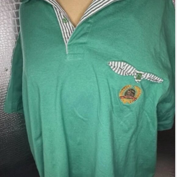 Vintage Burberrys Men’s Polo Fits L or XL Apple Green White 1980s Logo - Picture 6 of 9